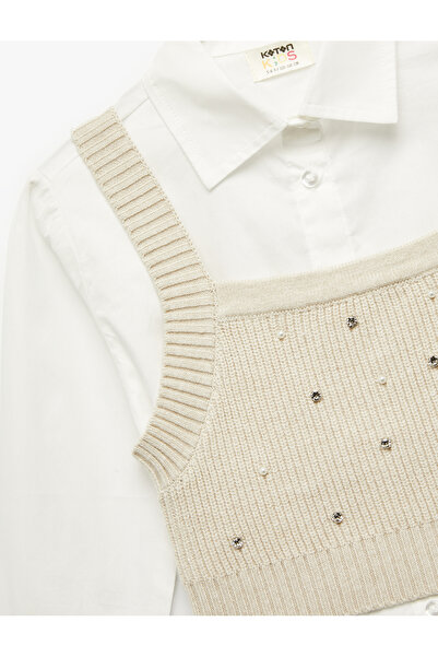 Koton Long Sleeve Cotton Shirt with Sweater Detail