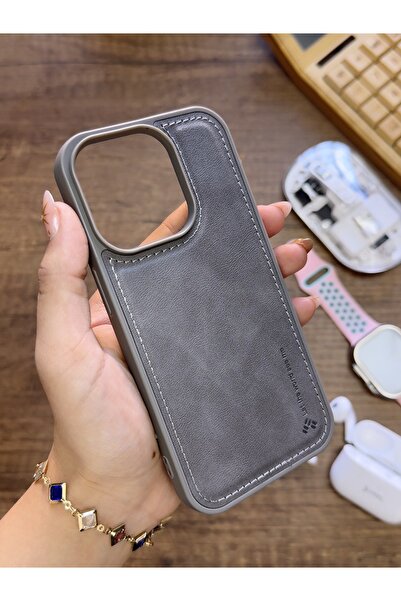 MTL iPhone 14 Pro Compatible Premium Leather Textured Impact Resistant Nasal Silicone Case