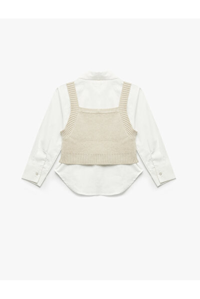 Koton Long Sleeve Cotton Shirt with Sweater Detail