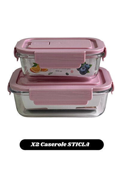 wei Set x2 caserole cu capac din sticla