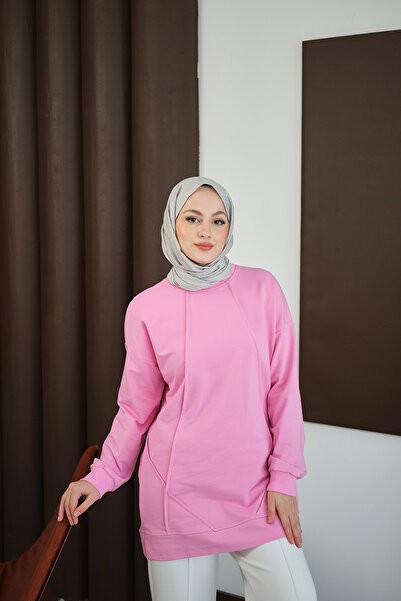 LOCCO Women's Front Stitch Detail Tunic Pink