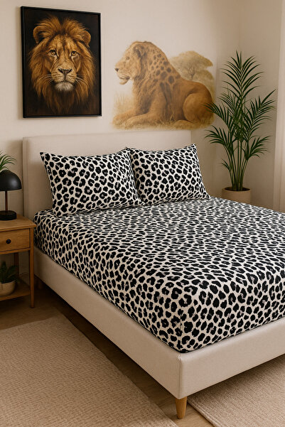 GOOD MORNİNG PAMUKKALE Siberia Pattern Battal Fitted Sheet Set (180X200) + 2 Pillowcases