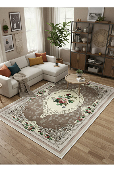 Rose'n Home Arte HD029 Çiçek Figürlü Klasik Desenli Dekoratif Dokuma Halı