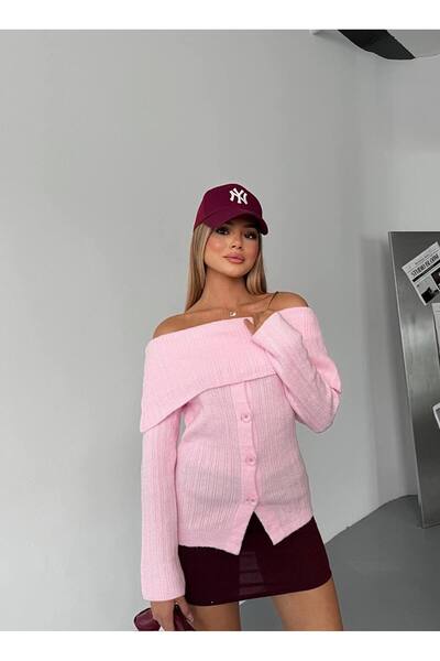 KECHİ WOMAN Madonna Collar Buttoned Knitwear Sweater