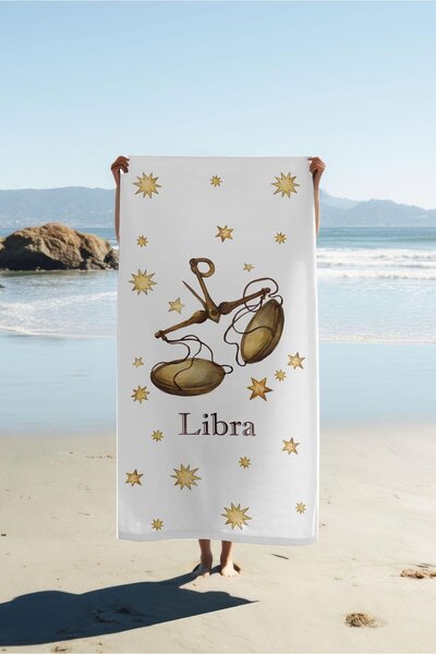Dolce Mariee Digital Printing Beach Sea Towel Libra Zodiac Sign Patterned Pes...