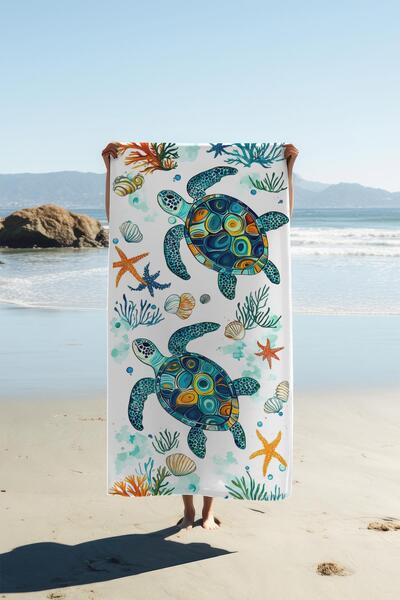 Dolce Mariee Digital Printing Beach Sea Towel Turtle Patterned Peshtamal Hvl0117