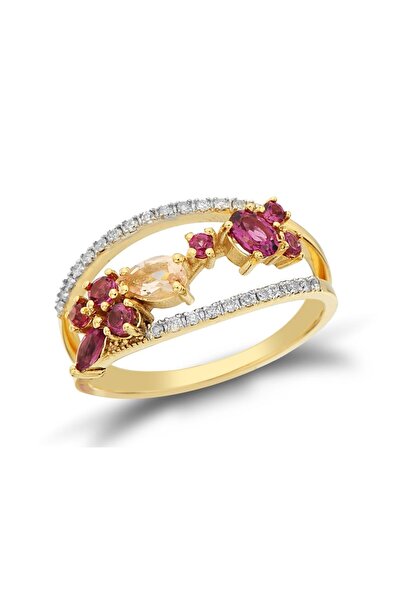 Gold 14K Gold Ring with Diamonds and Sapphires