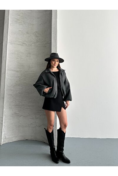 solena sln Women's New Season Crop Cashmere Bomber Jacket