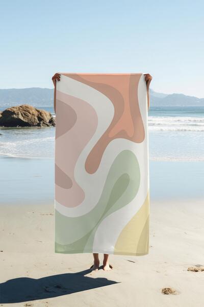 Dolce Mariee Digital Printing Beach Sea Towel Abstract Patterned Peshtemal Hv...