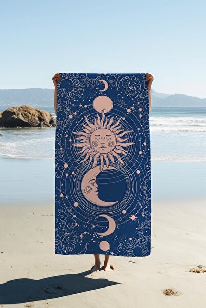 Dolce Mariee Prosop de plajă cu imprimare digitală, model de lună și stele, H...