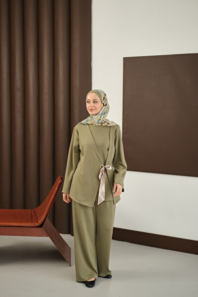 LOCCO Γυναικείο Σετ Φουλάρι με Λεπτομέρεια Πράσινο