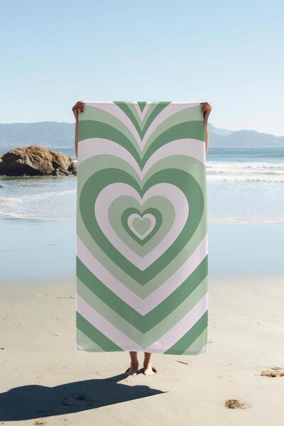 Dolce Mariee Digital Printing Beach Sea Towel Heart Pattern Peshtemal Hvl0194
