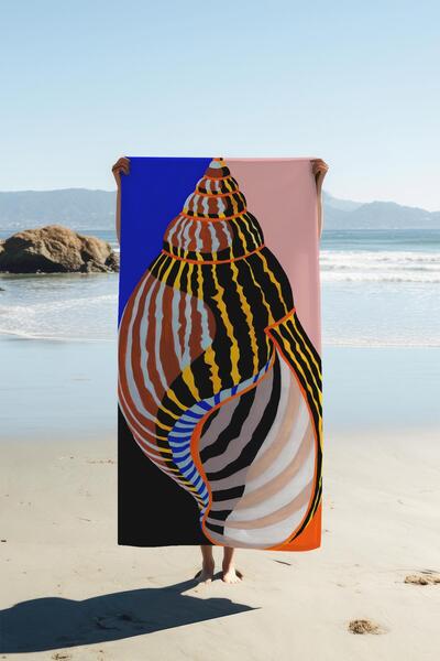 Dolce Mariee Digital Printing Beach Sea Towel Seashell Patterned Peshtamal Hv...