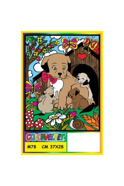 Colorvelvet Plansa de colorat catifea Color Velvet Catelusi, 28 x 37 cm, 4 ani +