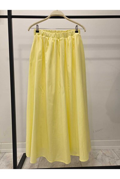 Hatun Atila Linen Skirt with Elastic Waistband and Lined Pocket 2558 -