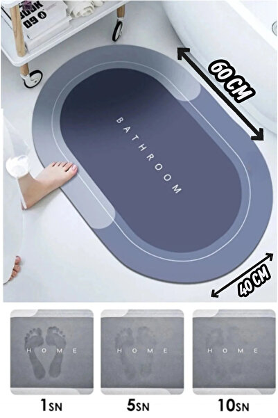 Manosta 40x60 см Овальний килимок для ванної кімнати. Суперпоглинаючий, багатофункціональний, стильний дизайн, нековзне дно, швидко висихає.