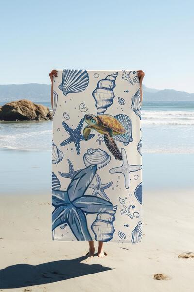 Dolce Mariee Digital Printing Beach Sea Towel Turtle Patterned Peshtamal Hvl0213