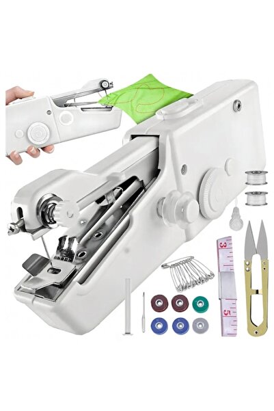 Optim Solution Mini Portable Sewing Machine, White, 21 x 7 x 3 cm, with Accessories