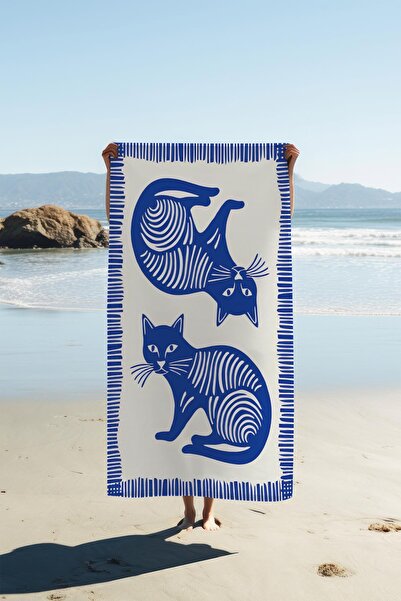 Dolce Mariee Prosop de plajă cu imprimare digitală pisică model de șorț HVL0129