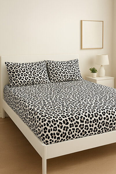 GOOD MORNİNG PAMUKKALE Siberia Pattern Battal Fitted Sheet Set (180X200) + 2 Pillowcases