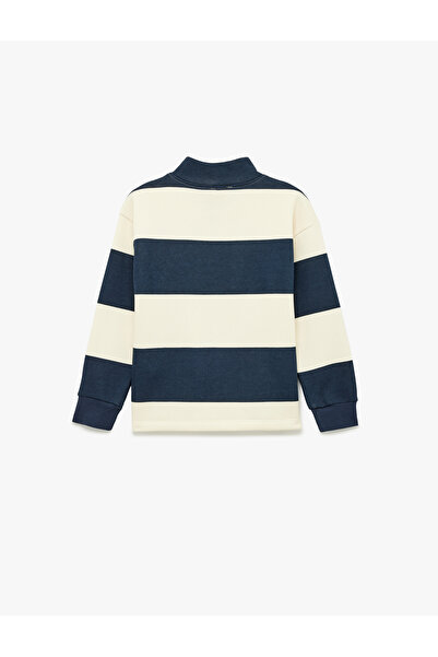 Koton Zipper Detailed Long Sleeve Mock Neck Striped Sweatshirt