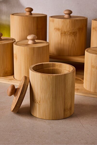 Perotti Pisa 7-Piece Countertop Bamboo Stand Spice Rack Set