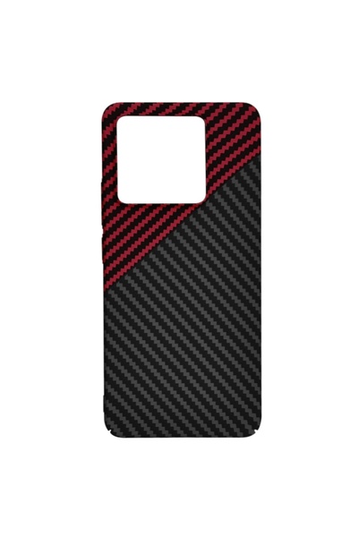 SKYDDAR INNOVATION Case for Xiaomi 14T, carbon texture, Carbonite FiberShell, sticker set, Dark red