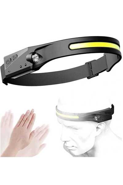 Hırdavat Sensörlü Kafa Lambası Ledli Şarjlı Pilli Kamp Kafa Feneri El Feneri