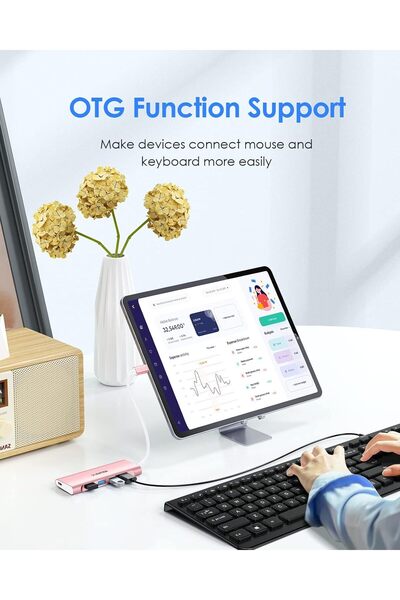 LENTION C31 USB C Hub with 4 USB 3.0 Ports (Rose Gold)