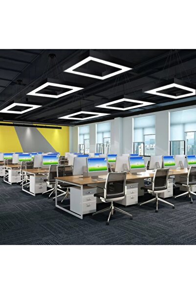 LEDIGANT Plafoniera LED suspendata 48W, Hollow Square, 60 cm, 6500k, Negru