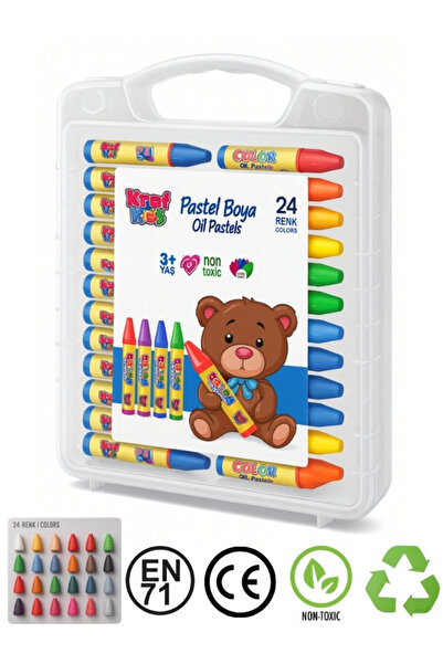 KRAF Kids Crayons with Bag, 24 Pieces