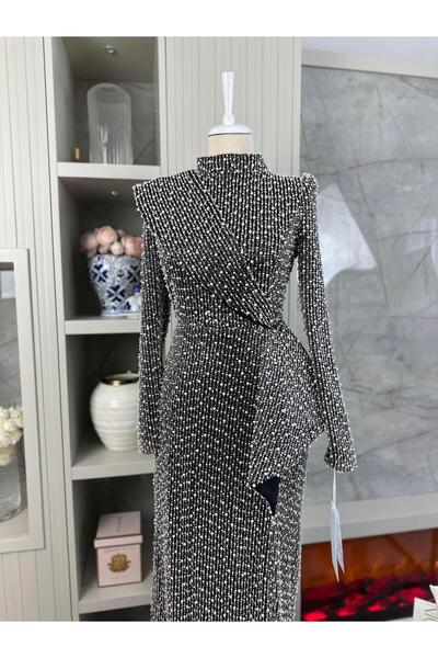 YuSeM İnci Abiye Siyah-Beyaz