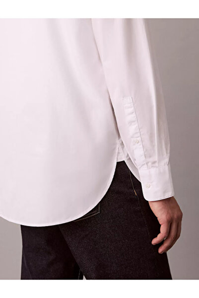Calvin Klein Men's 100% Cotton Comfortable Fit Long Sleeve White Shirt Lv04Le101G-Yaa