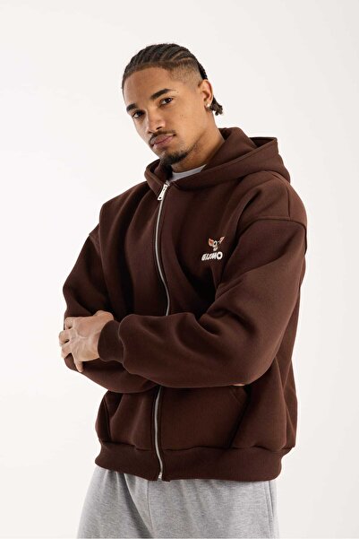 GIZMOTR GIZMO Zip Hoodie Premium Oversize Fermuarlı Nakış Detaylı