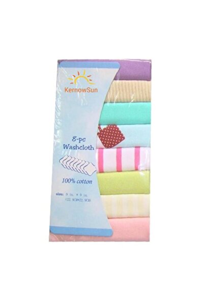 KERNOWSUN Set de 8 batiste din bumbac 100% pentru bebeluși 21x21 cm, multicolore (fete)