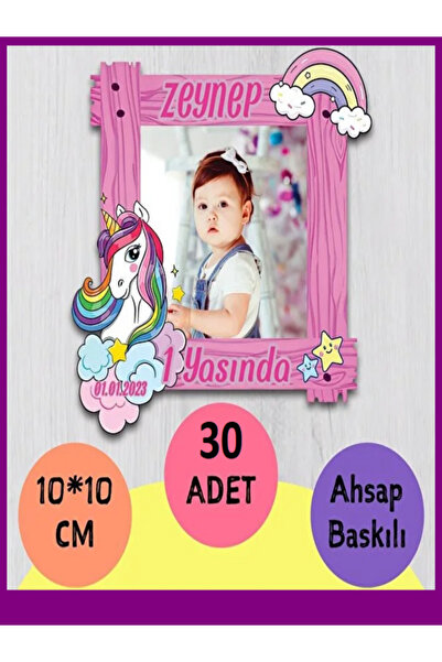 wonderlike Doğum Günü Fotoğraf Baskılı İsim Yazılı Magnet 30 Adet