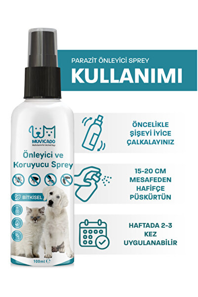 muvicado Kedi Köpek Bit Pire Kene Spreyi Parazit Böcek Haşere Kovucu Tüy Bakım Damlası 100 Ml