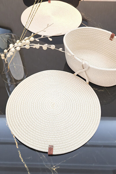 KAAN HOME 6-Piece Supla Bread Basket Set with 1 Lidless Bread Basket, White Color Patterned Presentation Basket