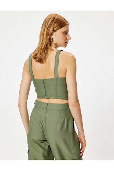 Koton Strappy Crop Bustier Modal Fabric with Back Zipper Detail
