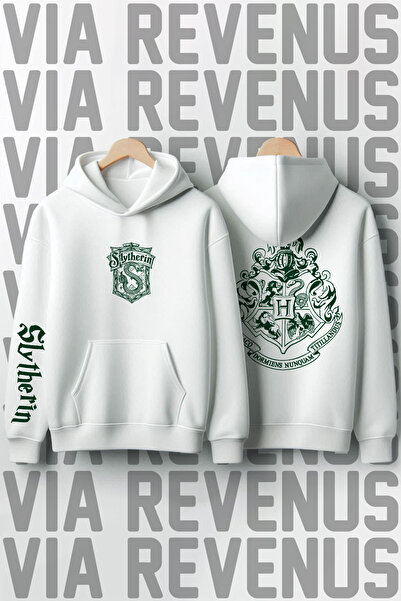 Vordevia Slytherin Baskılı Pamuklu Premium Kalite Tüylenmez Kumaş Kapüşonlu Sweatshirt