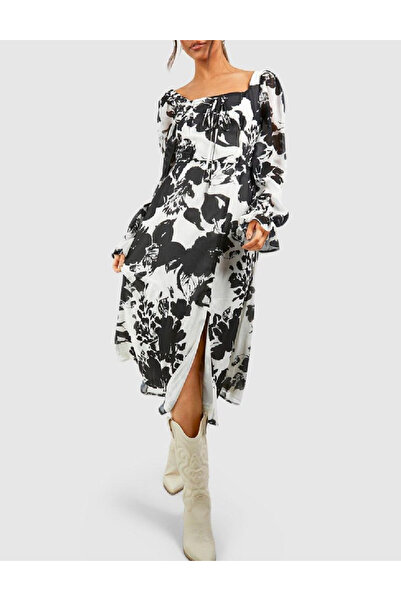 BOOHOO Medium dress, White/Black