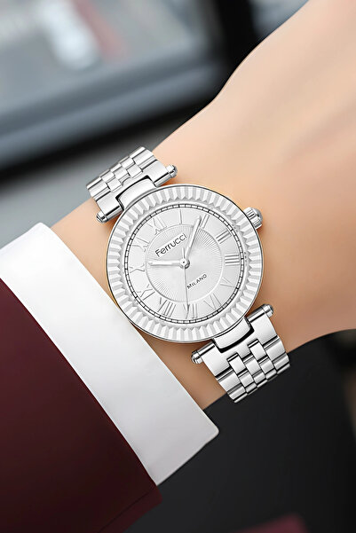Ferrucci Steel Cord Steel Case Women Wrist Watch Silver Sdfer184