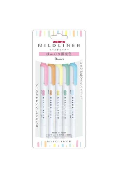 Zebra Mildliner Çift Taraflı Fırça Uçlu Işaretleme Kalemi 5li Set 5C-N SET