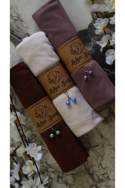 Lidya Şal Yumuşak Dokulu Jersey Penye Şal Seti Şal Klipsi Hediyeli (ÇİKOLATA ...