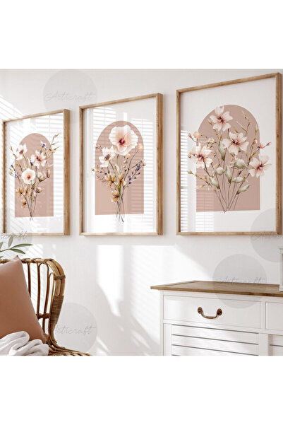 Tuba Decor Tabel din trei piese pentru camera de zi, sufragerie, bucatarie, cu rama din lemn