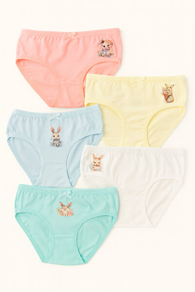 Katia&Bony Girl's 5-Piece Rabbit Patterned Slip Panties