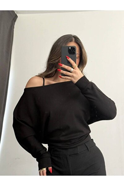 Coşkun GİYİM Women's Boat Neck Blouse Black 3009