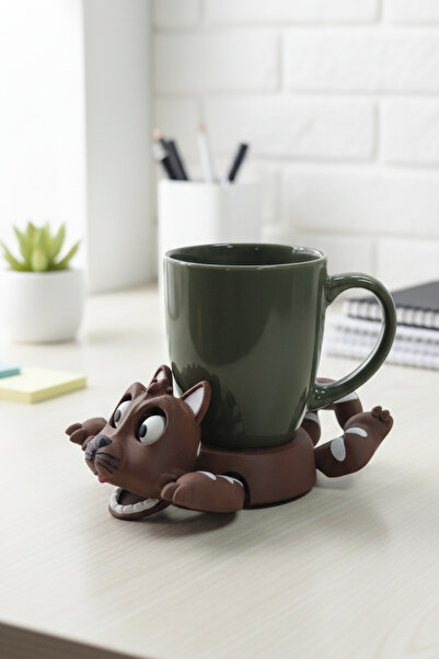 MCY DEKOR Sevimli Kedi Bardak Altlığı – Hareketli ve Eğlenceli Kupa Altlığı