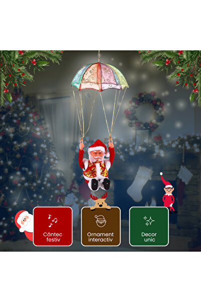 OferteTop Santa Claus Ornament with Parachute That Spins and Sings