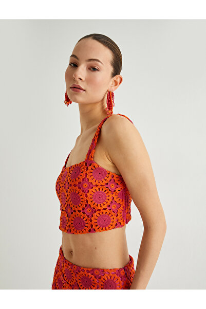 Koton Κεντημένο Crop Bustier με λουράκια